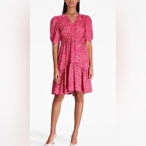 🖤 BOSS Floral-Print Puff-Sleeves Dress 🖤